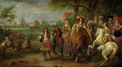 View of the Chateau de Vincennes with Louis XIV and Maria Theresa of Austria, 1669 by Adam Frans van der Meulen